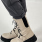 Bootie model "Buckle Down" - beige-black