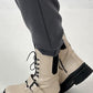Bootie model "Buckle Down" - beige-black