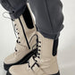 Bootie model "Buckle Down" - beige-black