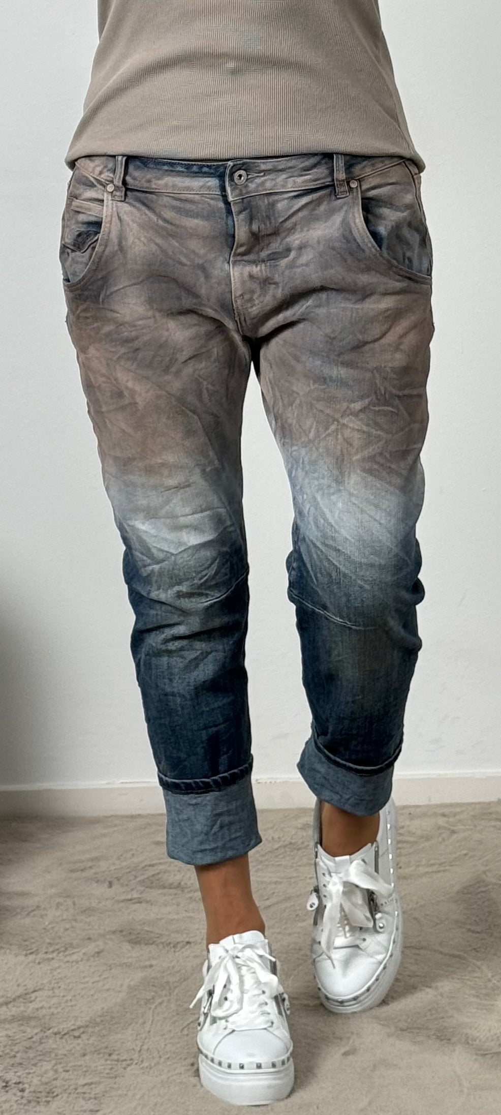 Jeansbroek "Chrissy" - denim-taupe