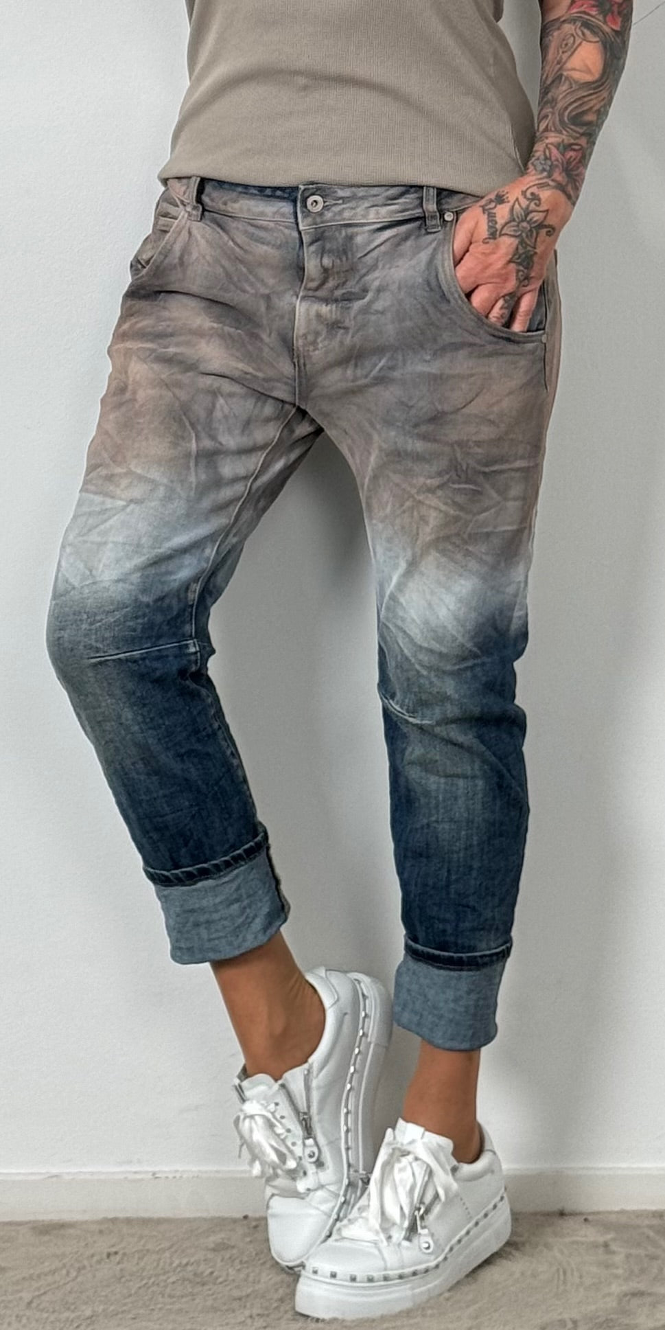 Jeansbroek "Chrissy" - denim-taupe