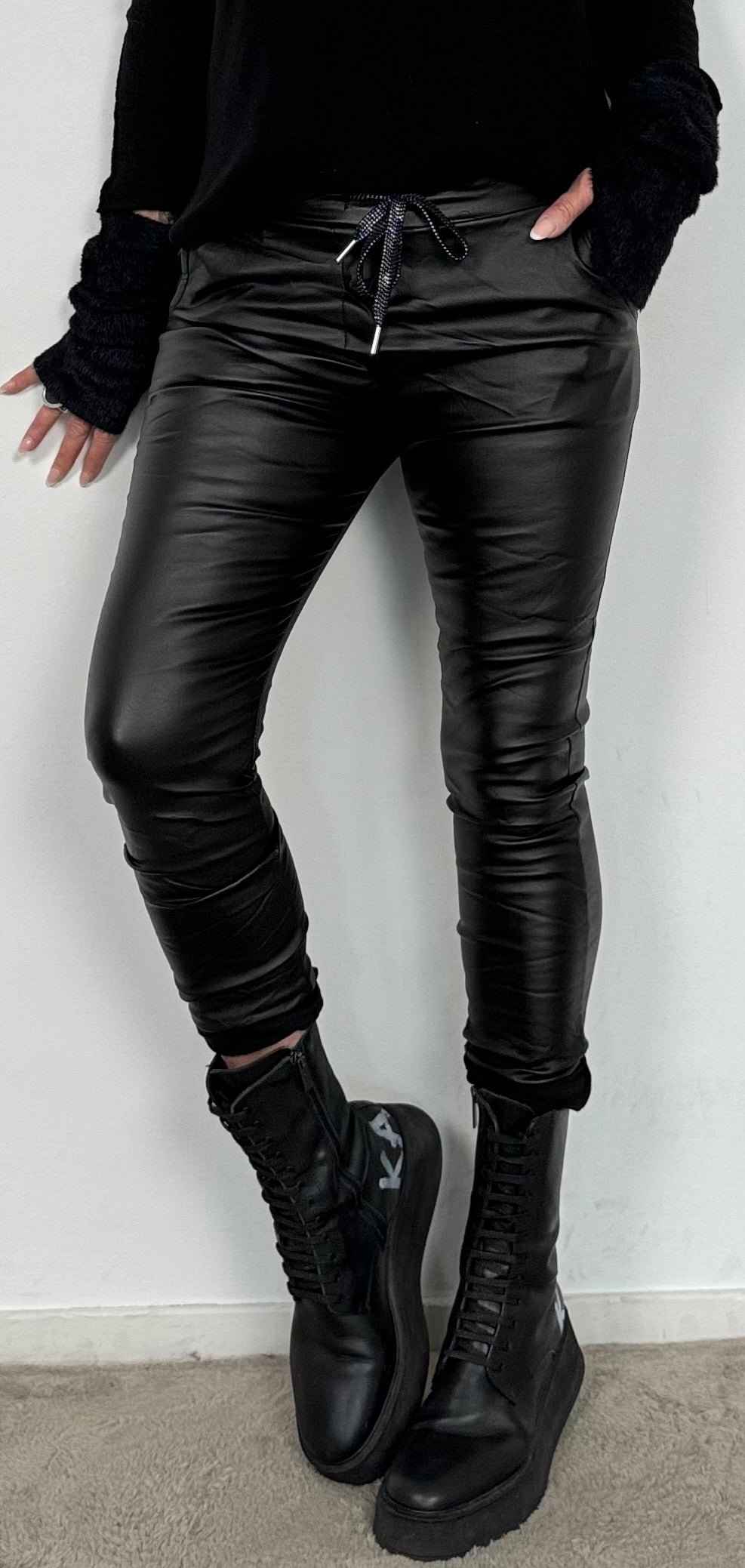 imitation leather pants "Ninja" - black