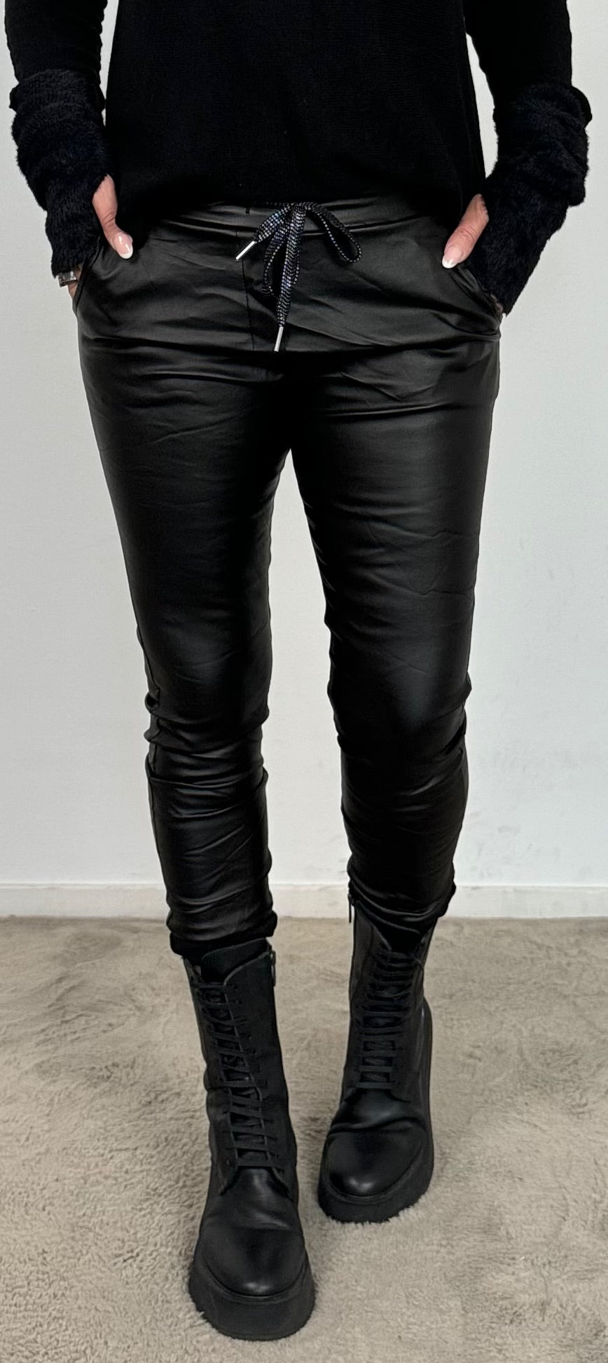 imitation leather pants "Ninja" - black