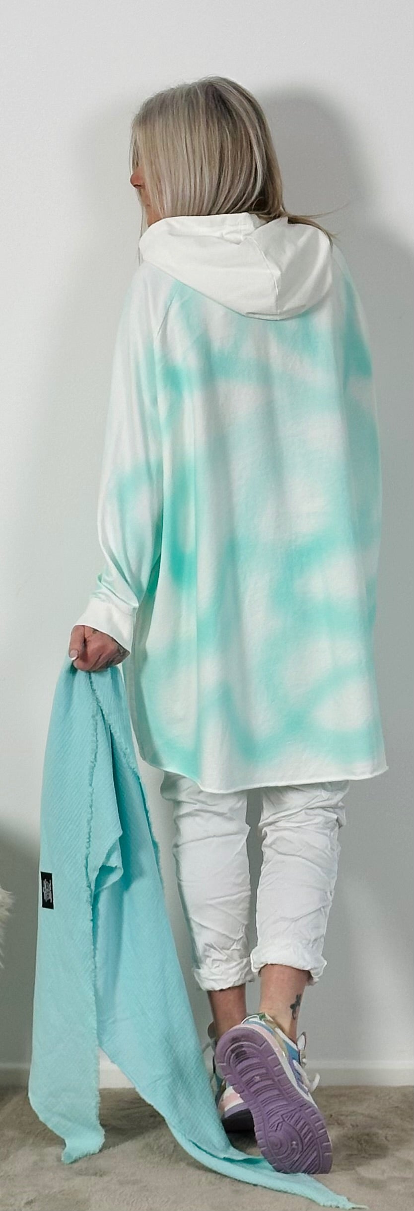 Garment Dyed Oversized Hoodie, Medium blue