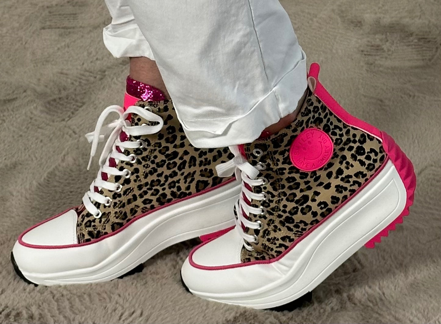 High Sneaker "Mara"- leo-pink