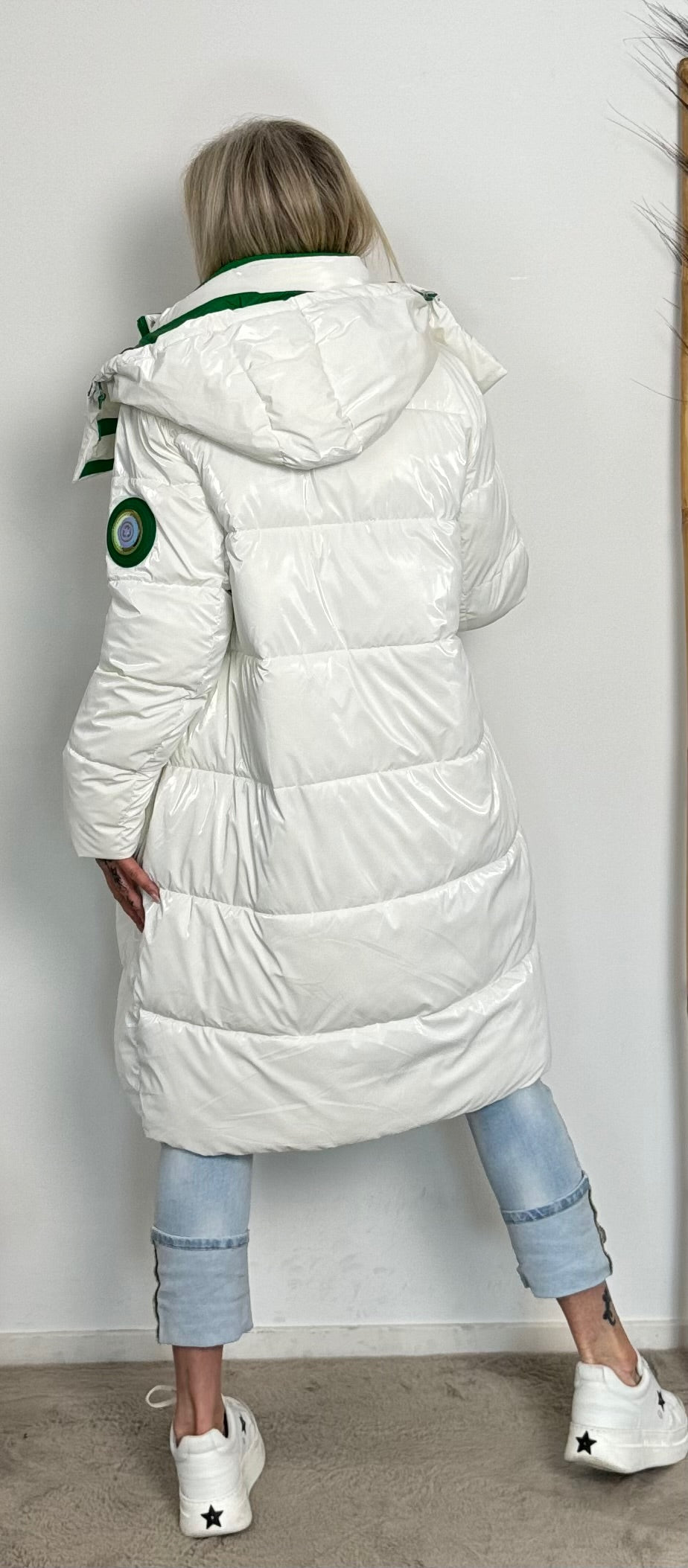 Quilted coat "Snow" - white-green