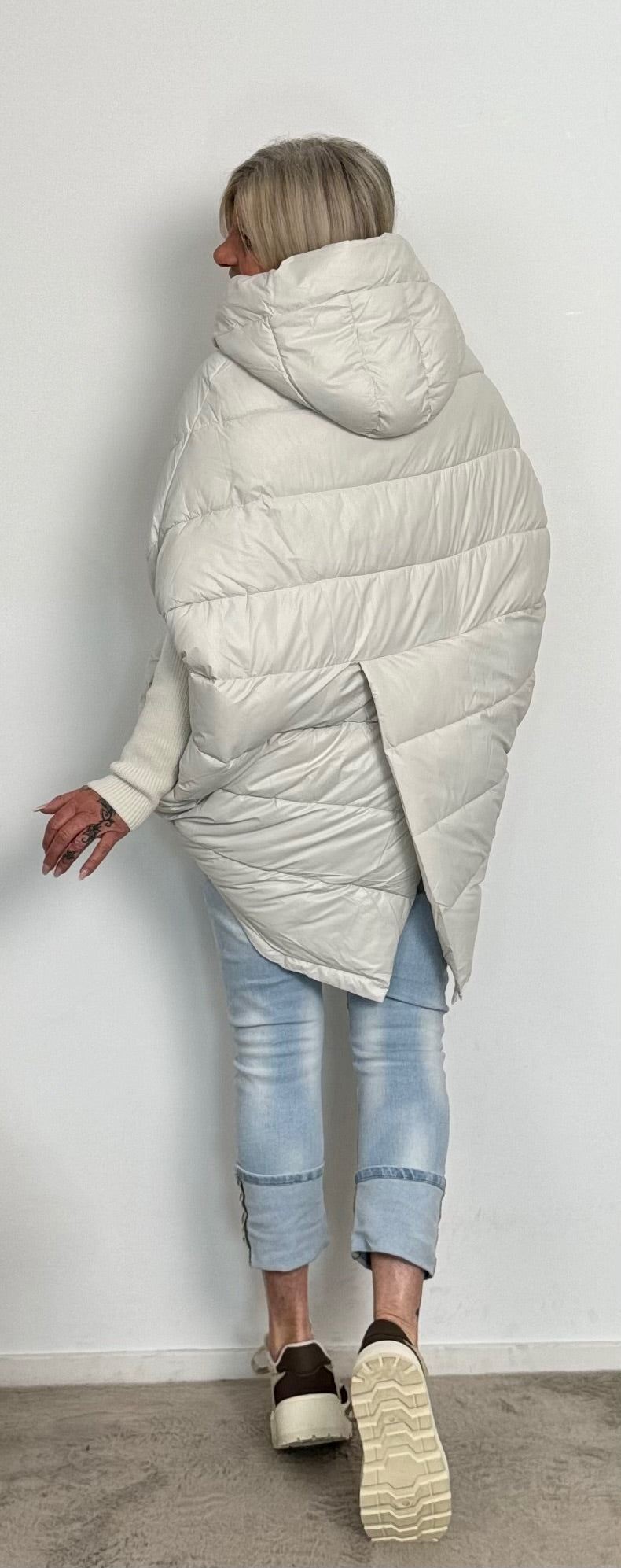 Oversized jasje met gebreide mouwen "Lindsay" - beige