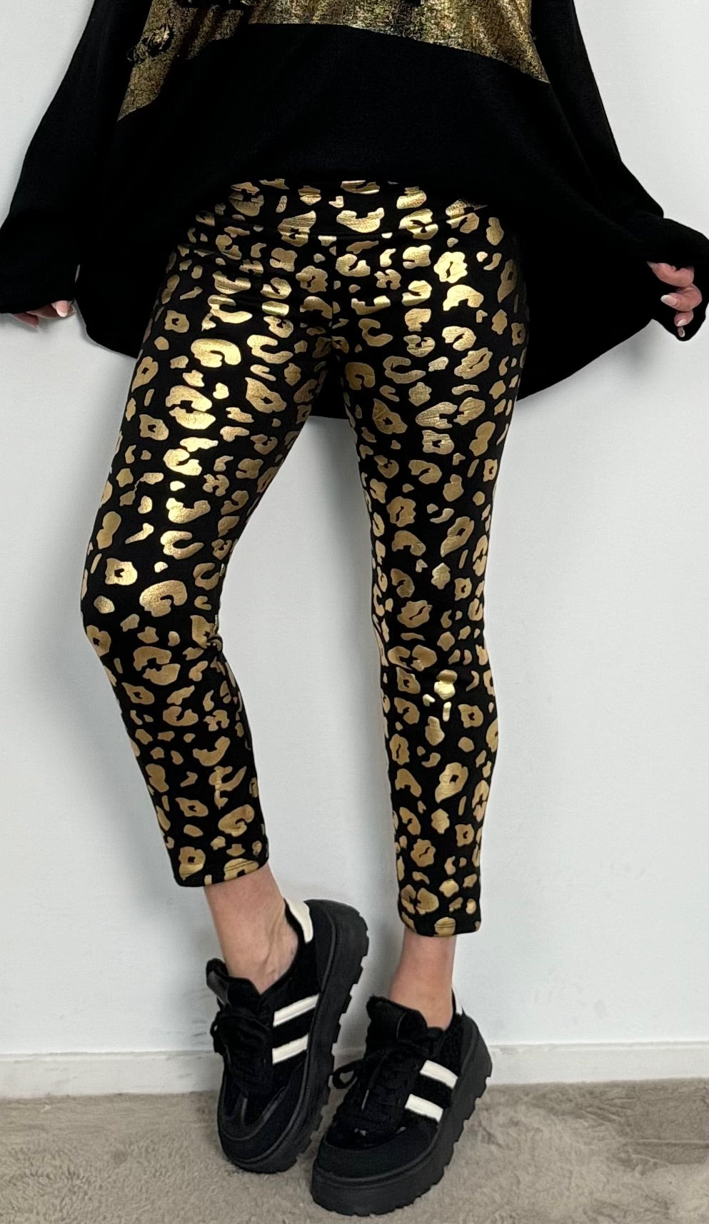 Warme legging "Coco" - zwart en goud