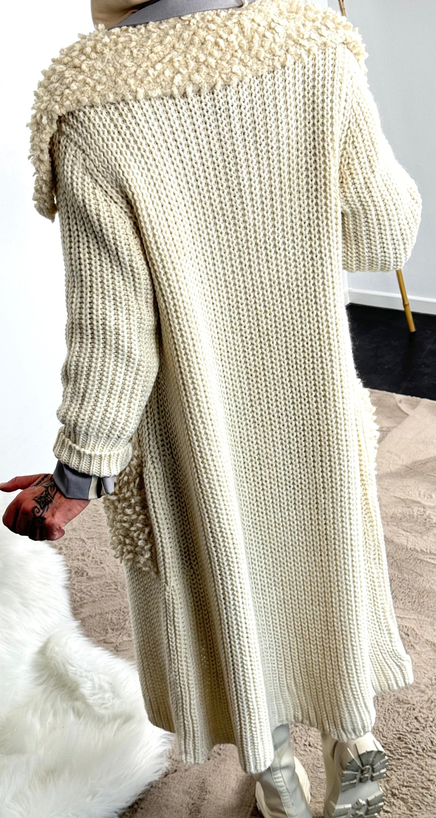 Chunky knit coat "Svenja" - beige