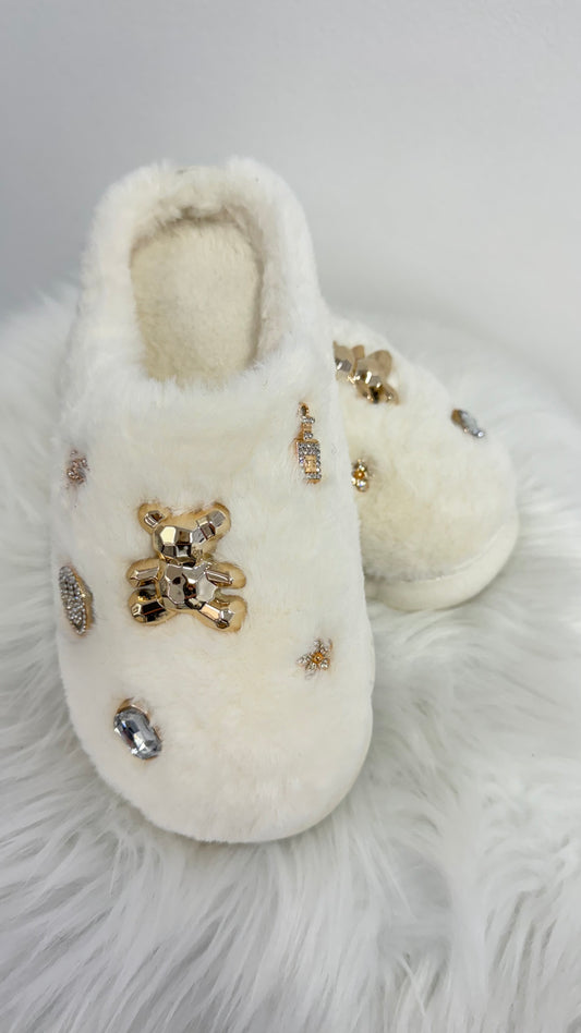 Fur slipper "Ira" - ecru