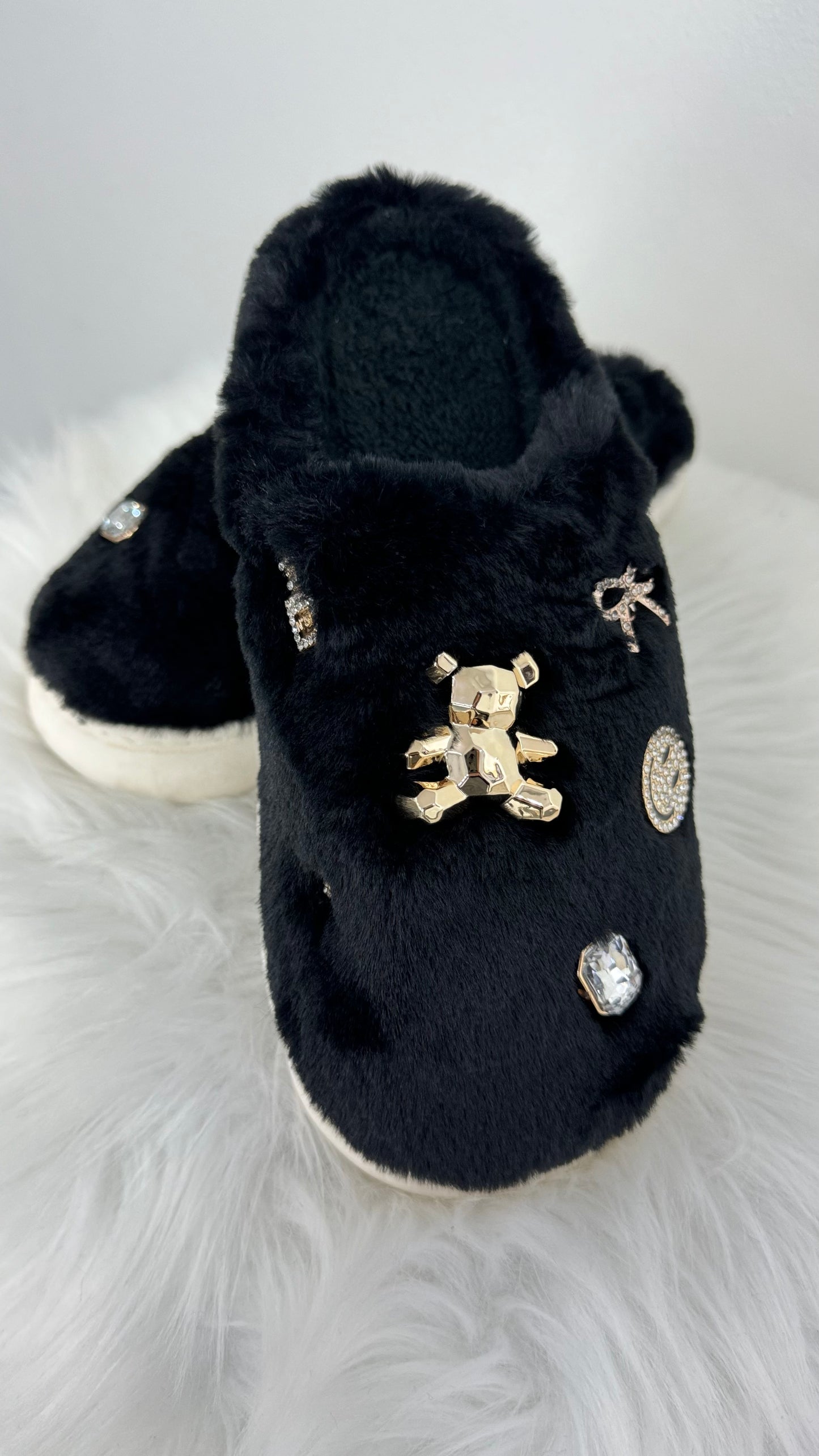 Fur slipper "Ira" - black