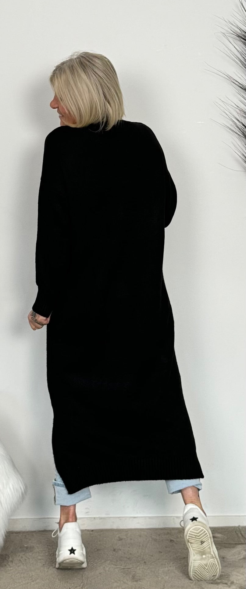 Long Pullover/Kleid "Mo" - schwarz