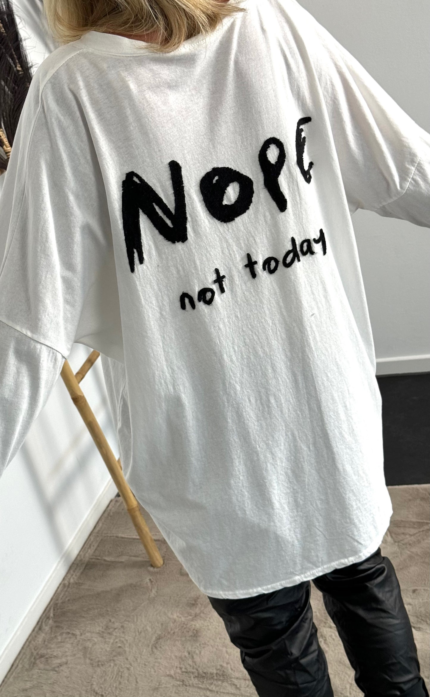 Oversized Shirt "Nope Not Today" - weiss