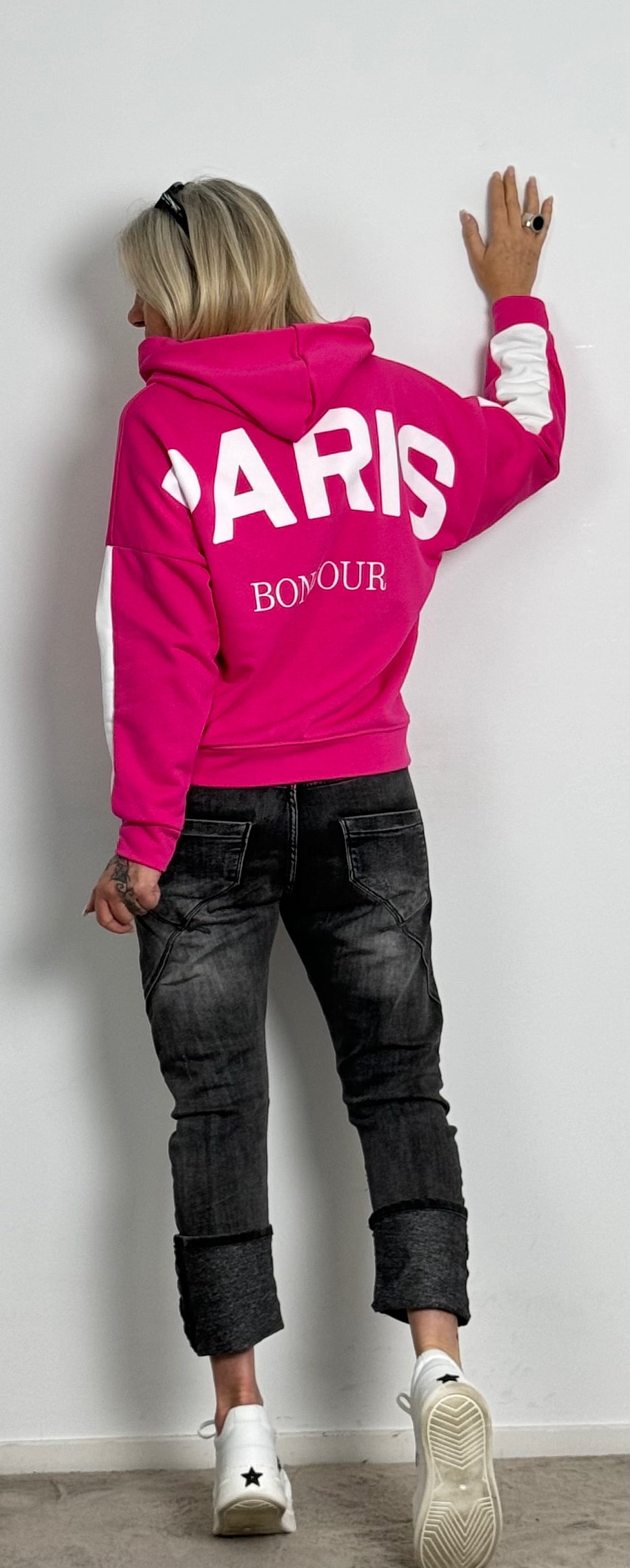 Hoodie "PARIS" - roze-wit