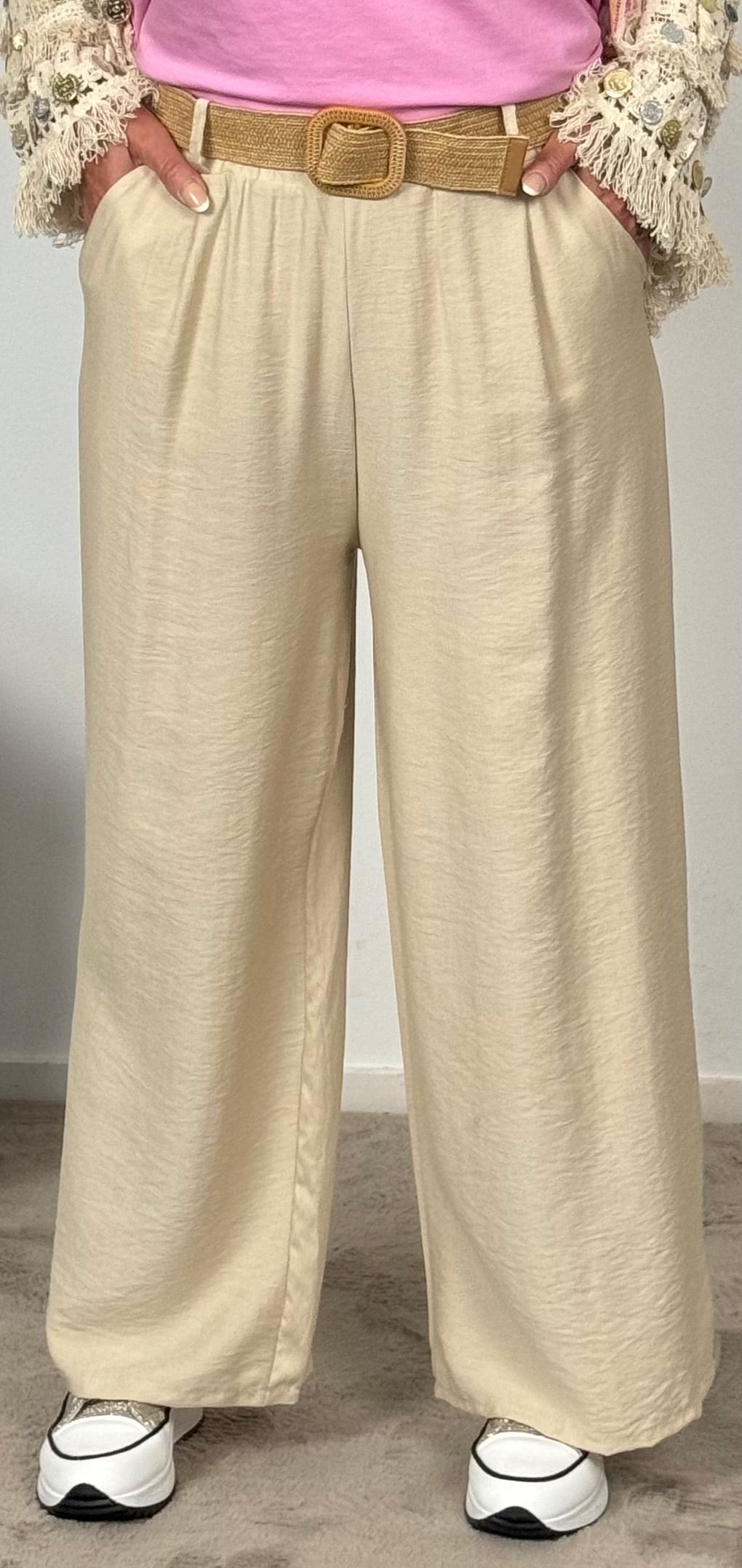 Marlene trousers with belt "Chiara" - beige