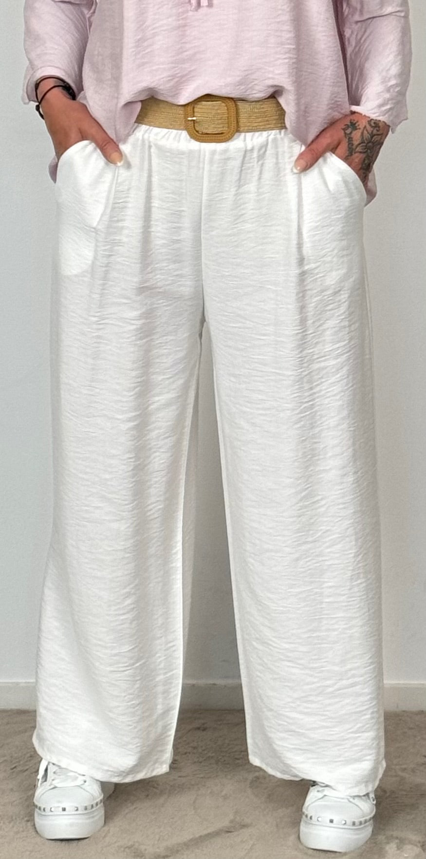 Marlene trousers with belt "Chiara" - white