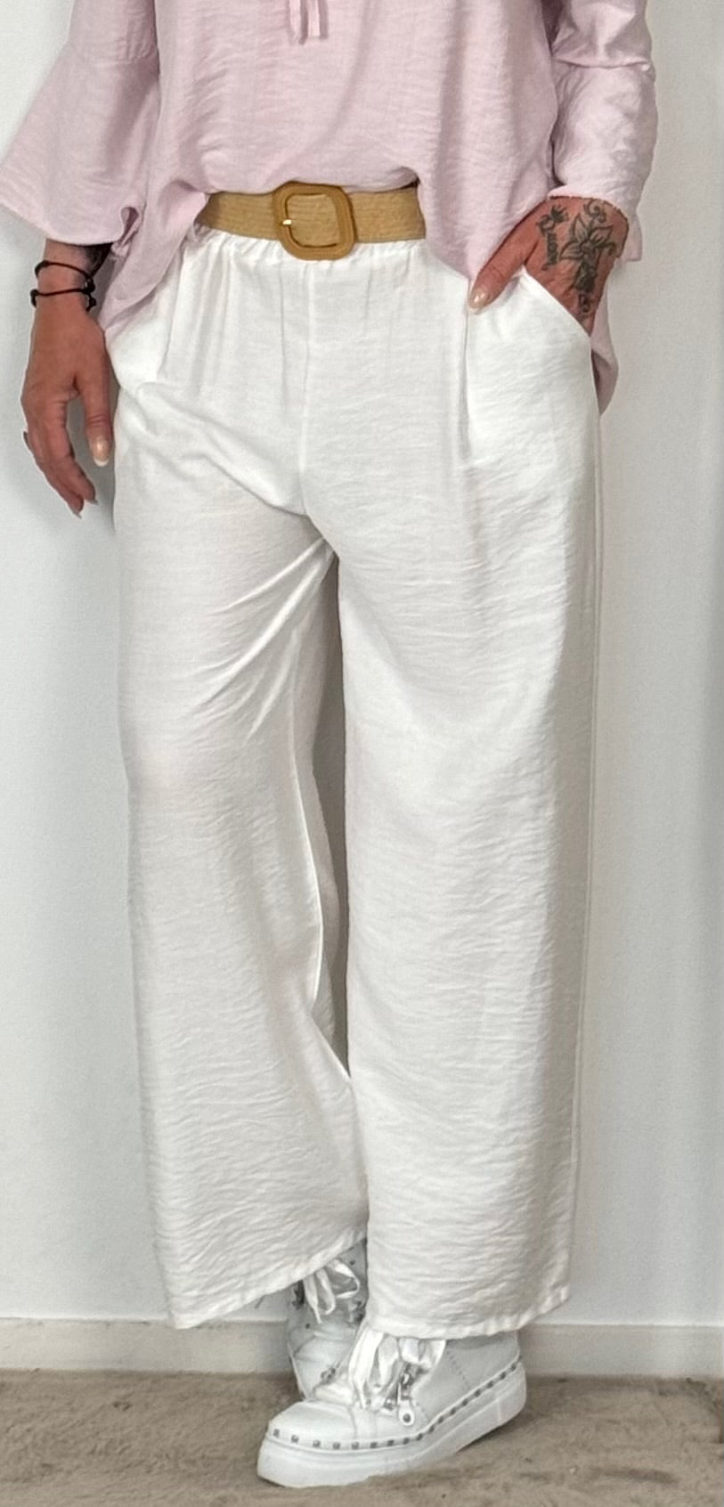 Marlene trousers with belt "Chiara" - white