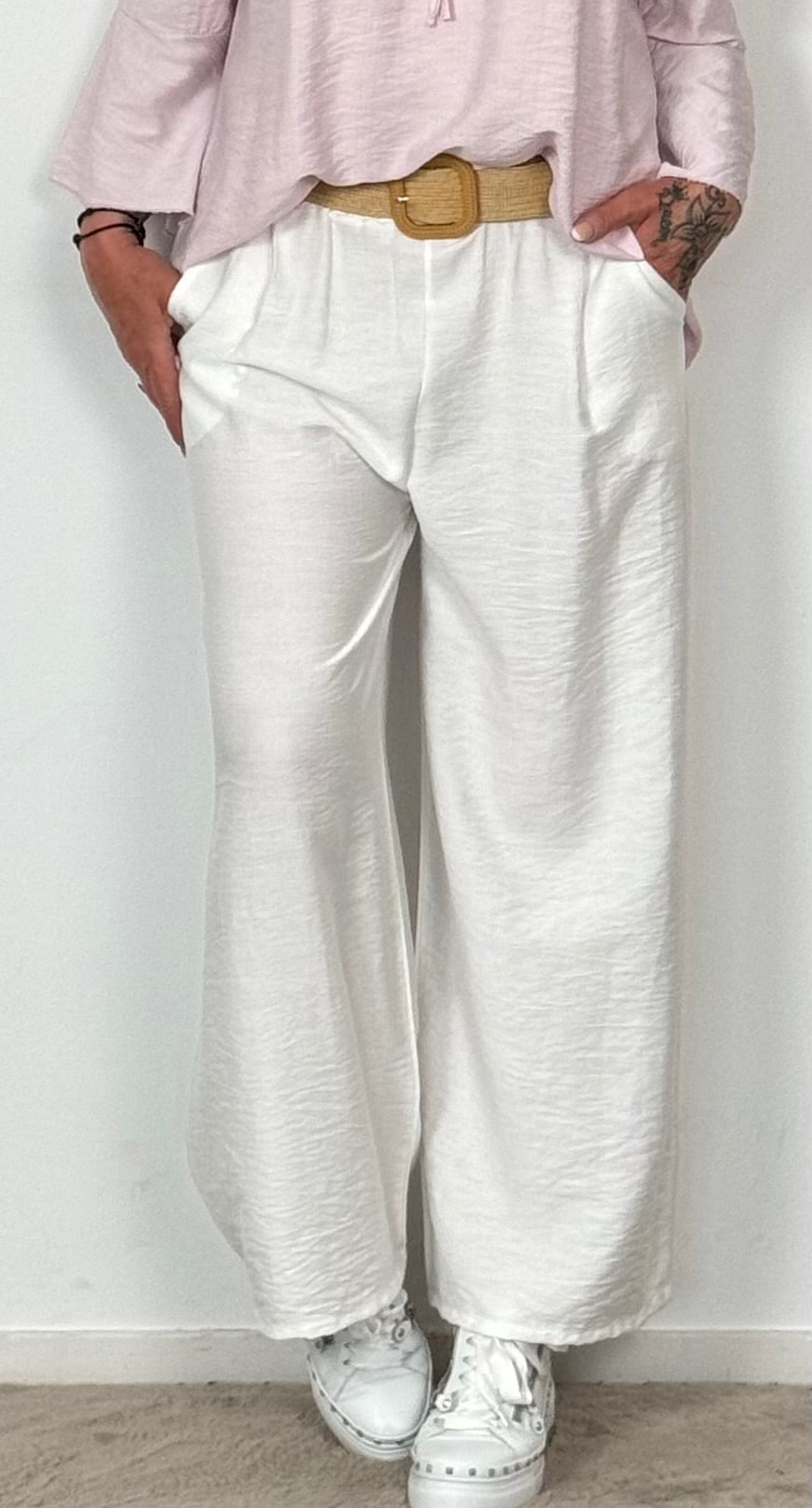 Marlene trousers with belt "Chiara" - white