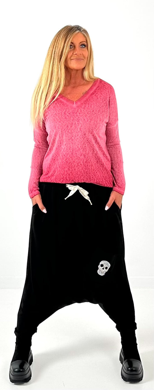 Fine knit shirt model "Clasique" - burgundy red