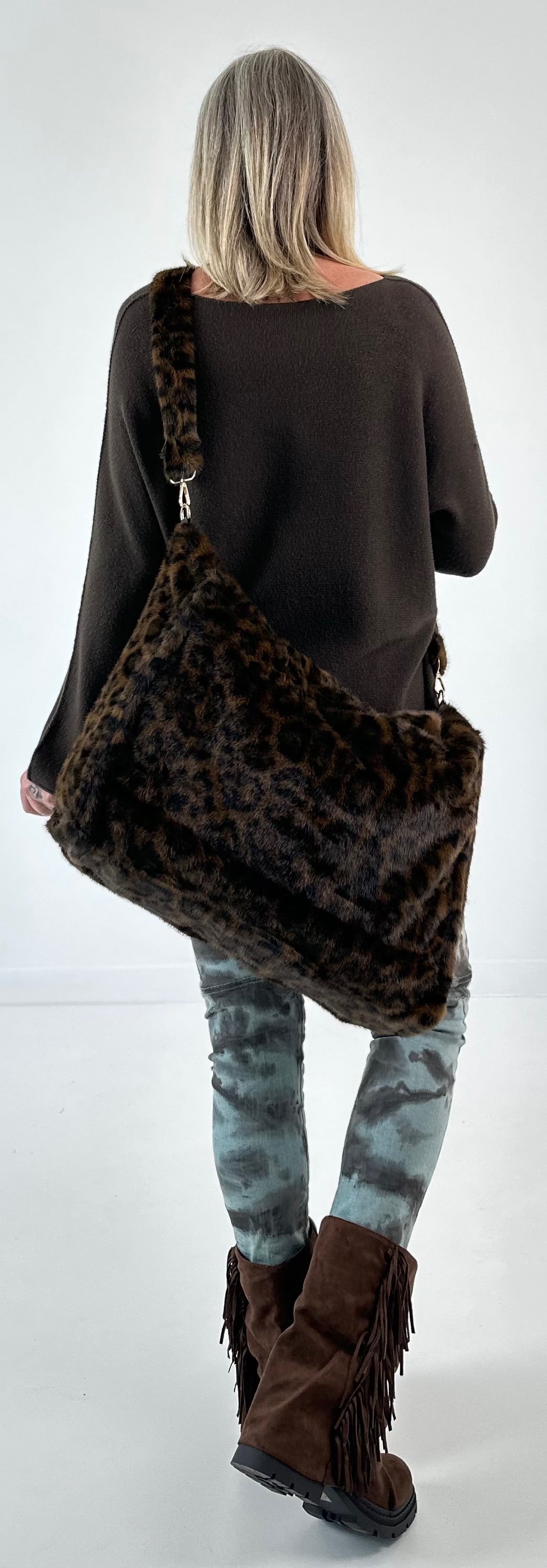 XXL shopper model "Fluffy" - Leo- mocha-black