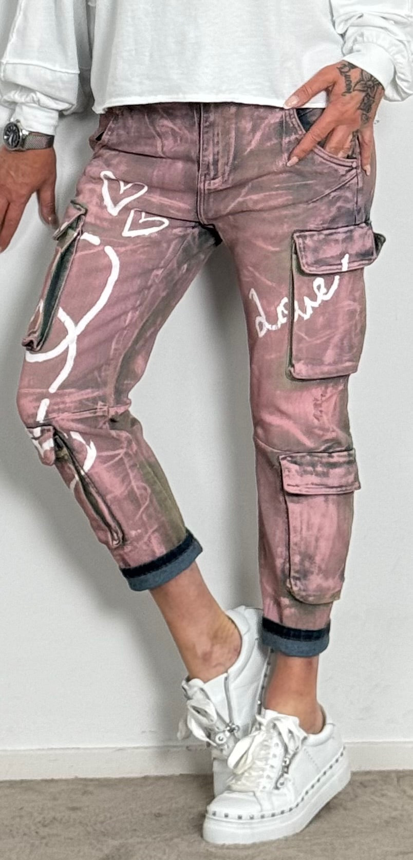 Cargo jeans trousers "Billie" - denim pink