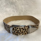 Stretch riem model "Blair" - beige-leo-zilver
