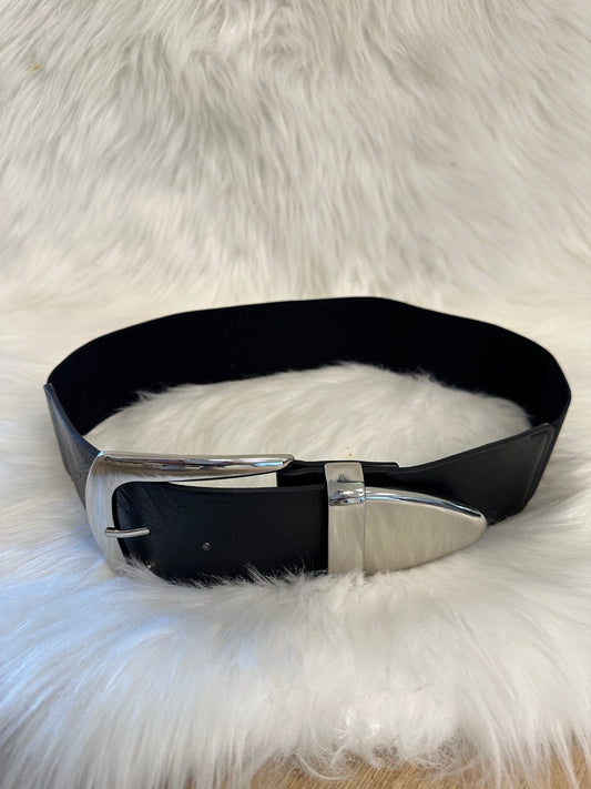 Stretch belt model "Blair" - black-silver
