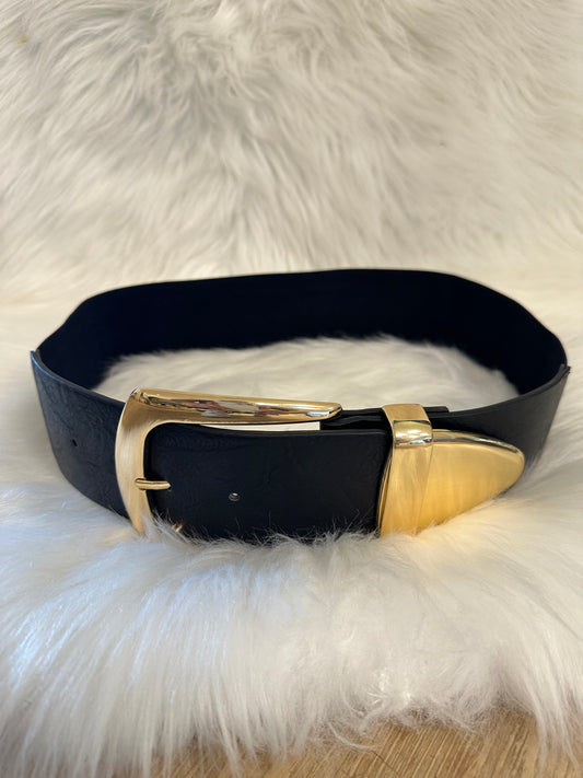 Stretch riem model "Blair" - zwart-goud