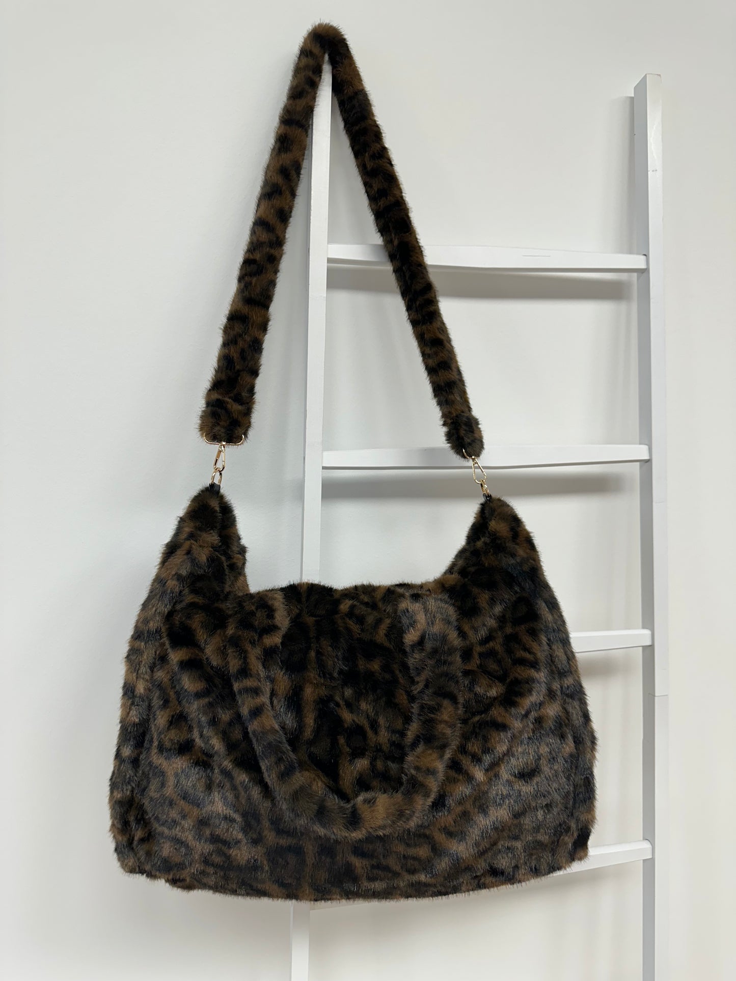 XXL shopper model "Fluffy" - Leo- mocha-black