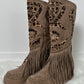 Boots with fringes model "Pocahontas" - taupe-leo
