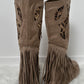 Boots with fringes model "Pocahontas" - taupe-leo