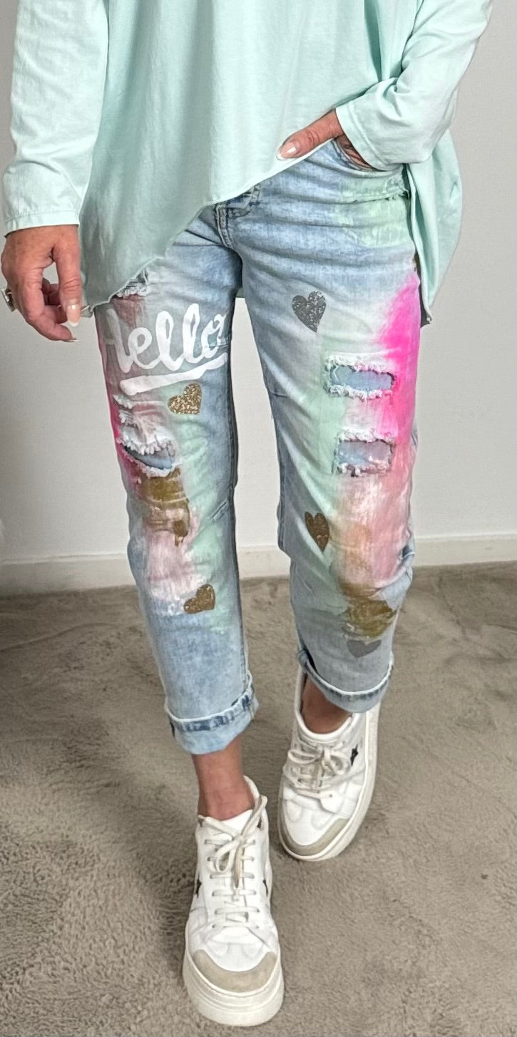 Jeans pants "Hello" - denim