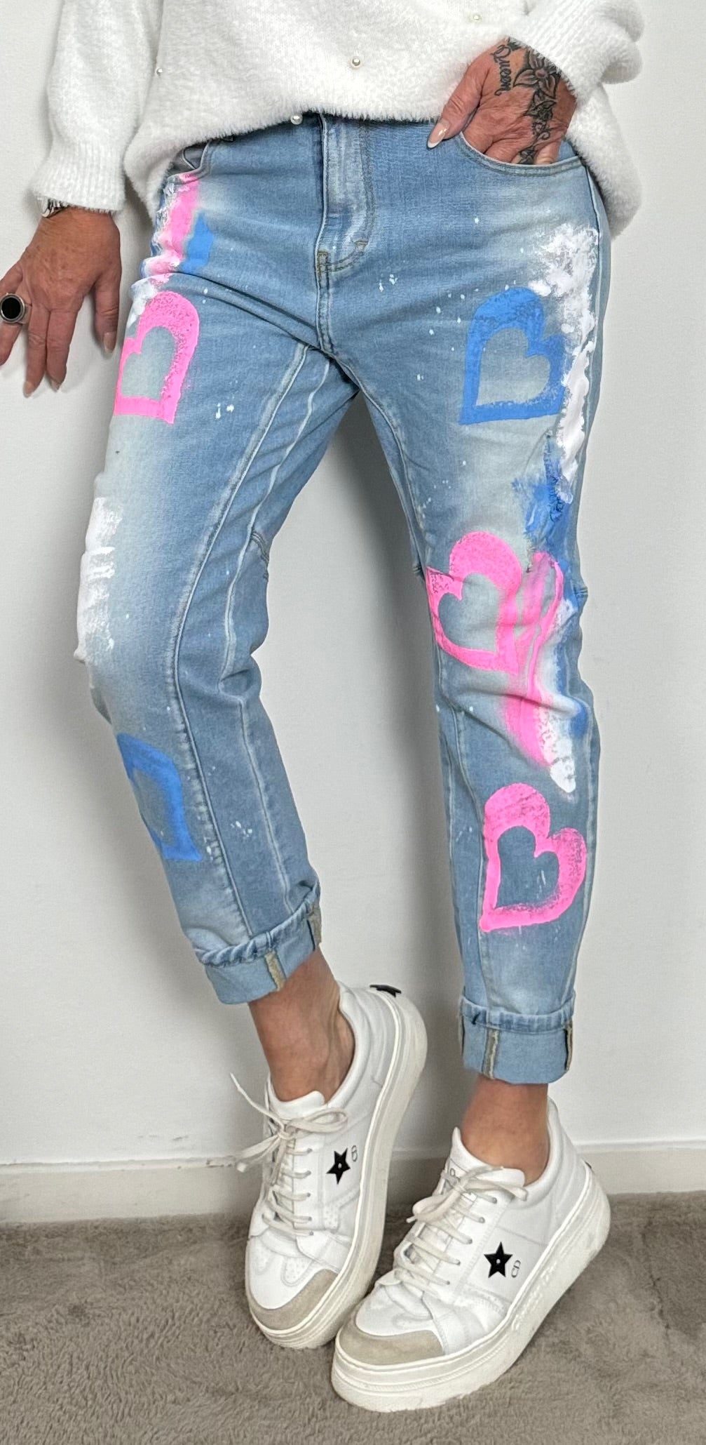 Jeans trousers "Heart Graffiti" - denim