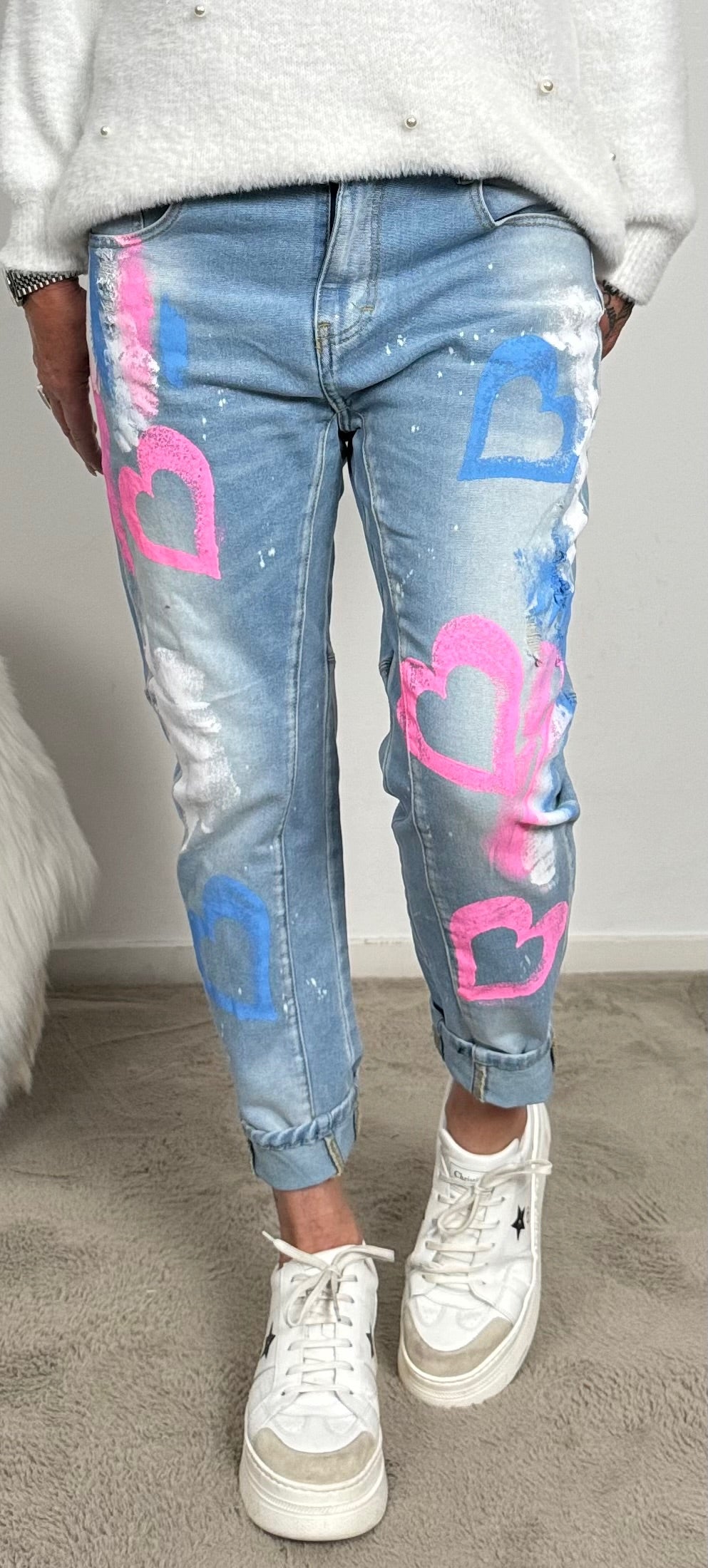 Jeans trousers "Heart Graffiti" - denim