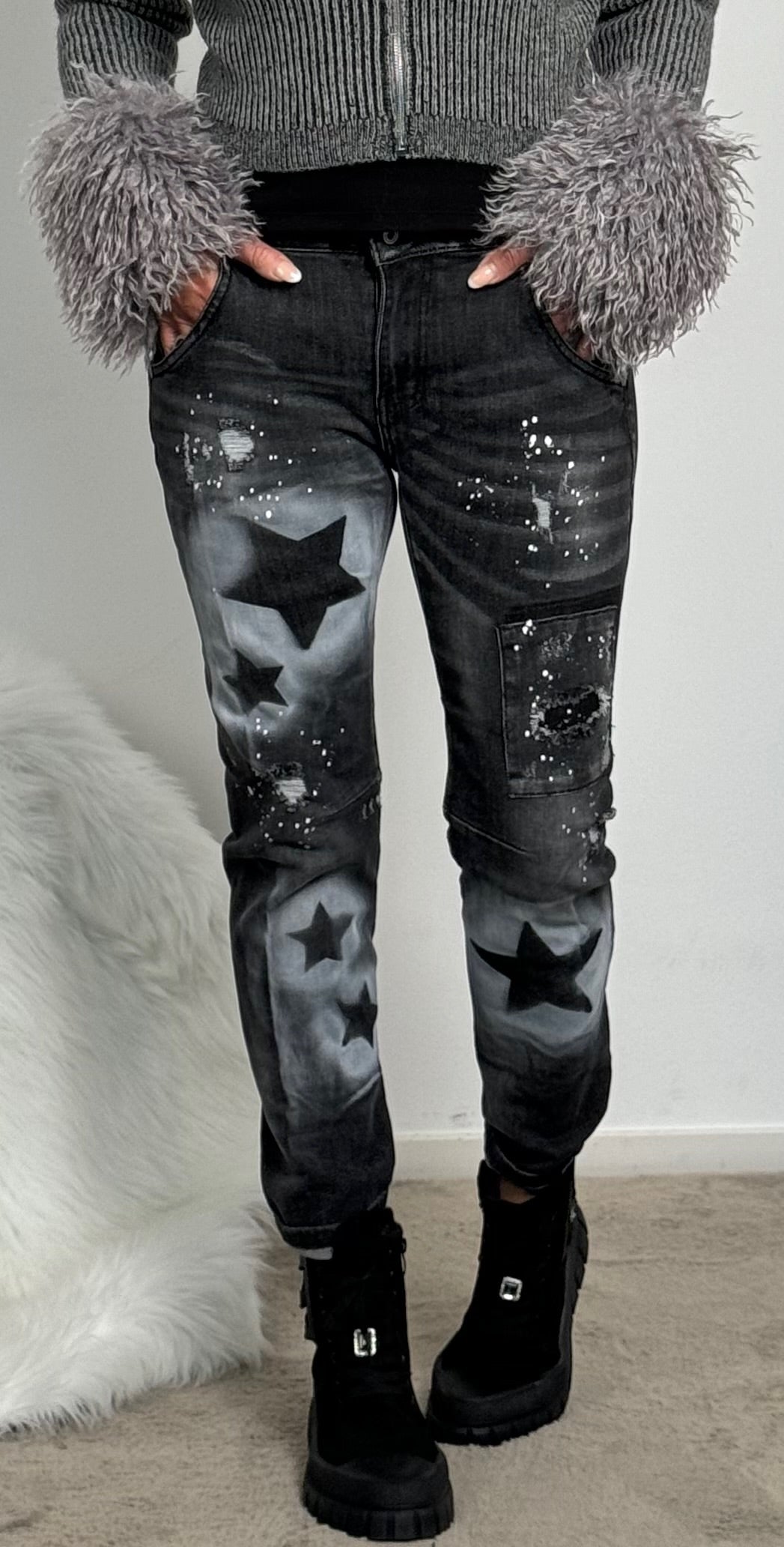 Jeans Hose "Star" - black