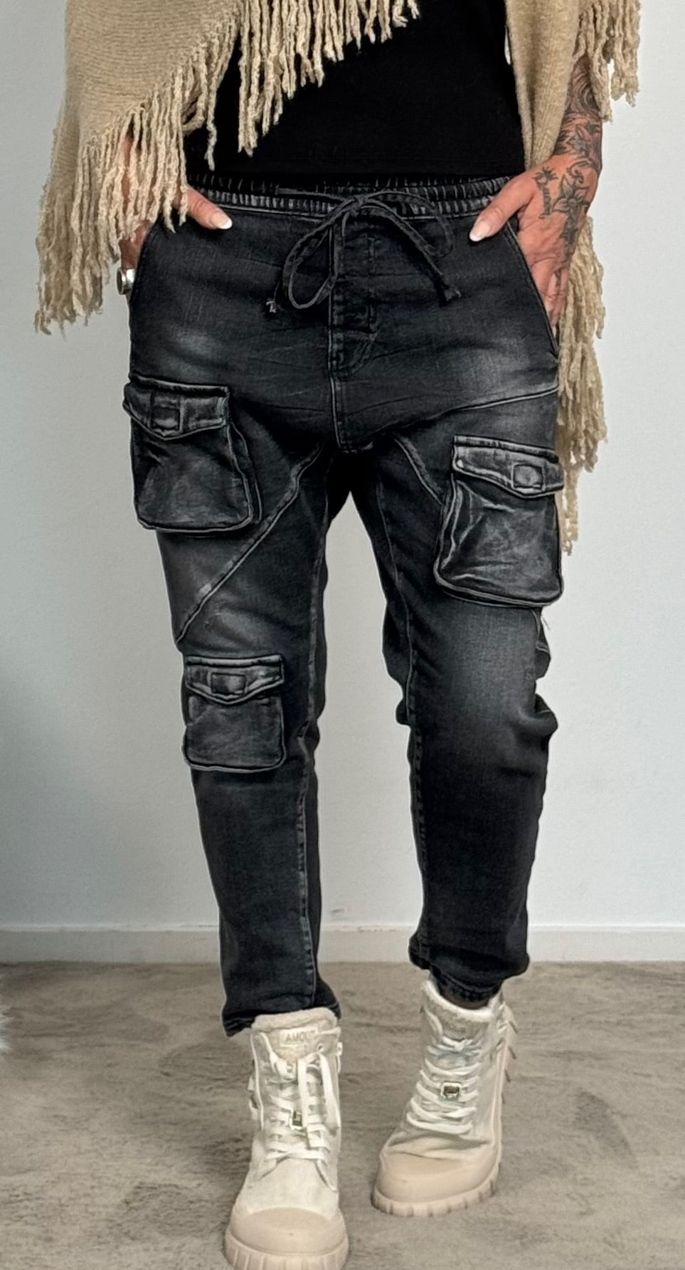 Baggy jeans "Cargo" - zwart