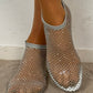 Strumpf Sandale mit Glitzersteinchen "Formentera" - silber