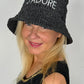 Crocheted fisherman's hat J'adore - black