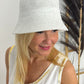 Fisherman's hat with subtle shimmering sequins "Miandra" - white