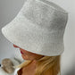 Fisherman's hat with subtle shimmering sequins "Miandra" - white