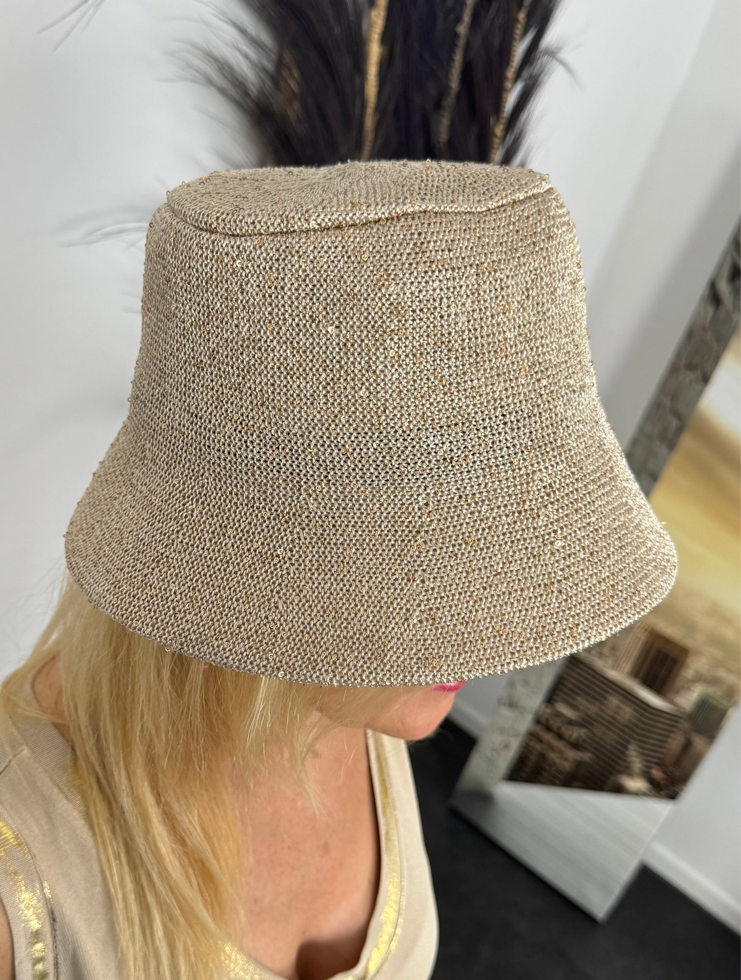 Fisherman's hat with subtle shimmering sequins "Miandra" - beige