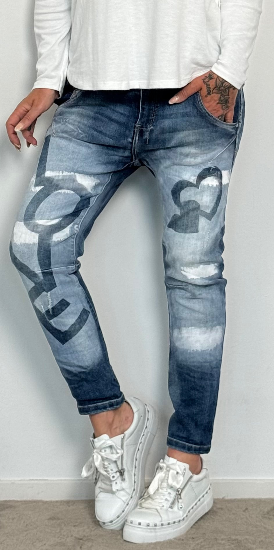 Jeans Hose "Love Heart" - denim