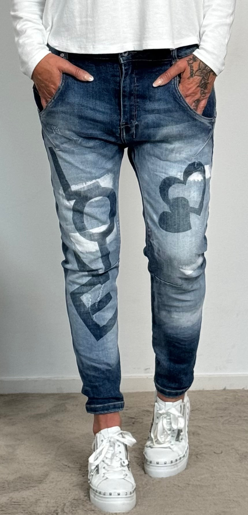 Jeansbroek "Love Heart" - denim