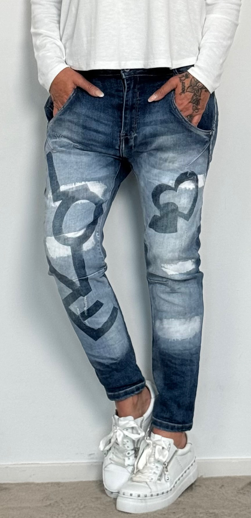 Jeansbroek "Love Heart" - denim