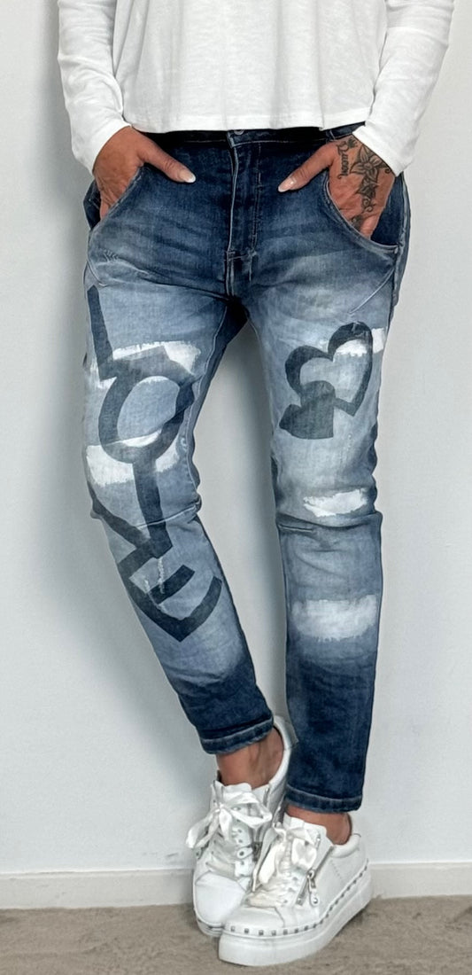 Jeans trousers "Love Heart" - denim