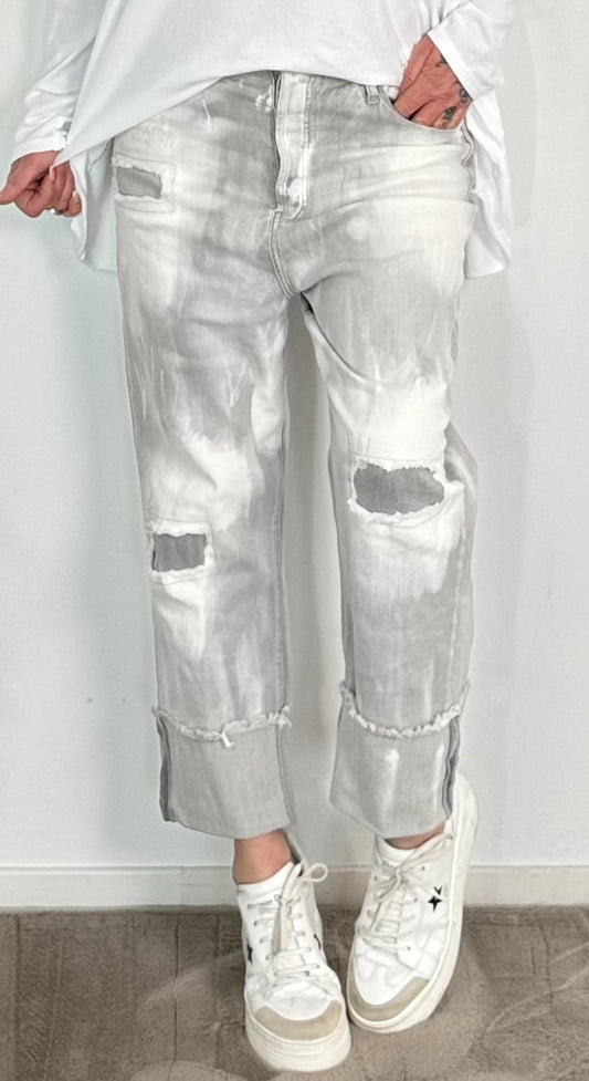 Culotte Jeans model name "Batik Style" - light grey