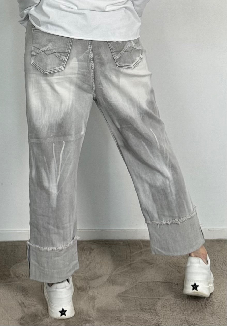 Culotte Jeans model name "Batik Style" - light grey