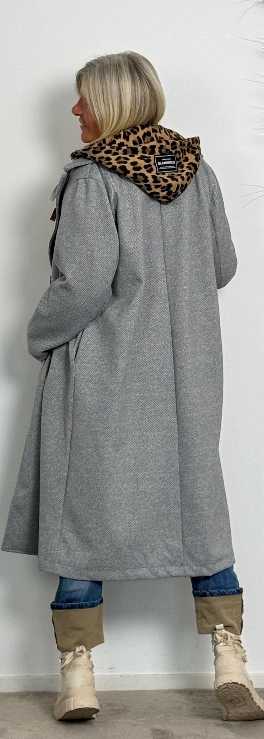 Coat with Leo sweatshirt insert "Lulu" - grey