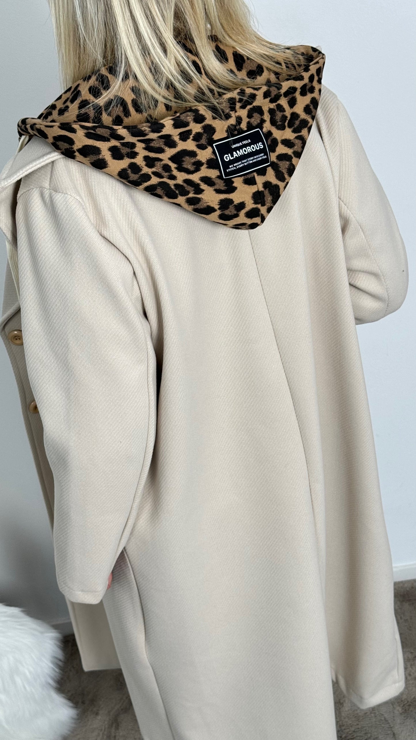 Mantel mit Leo Sweatshirt Einsatz "Lulu" - beige