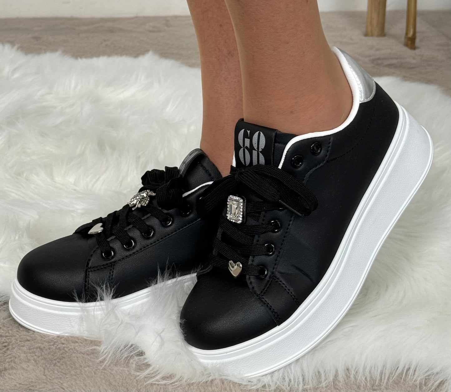 Sneakers with removable decorative elements "Nuit" - black